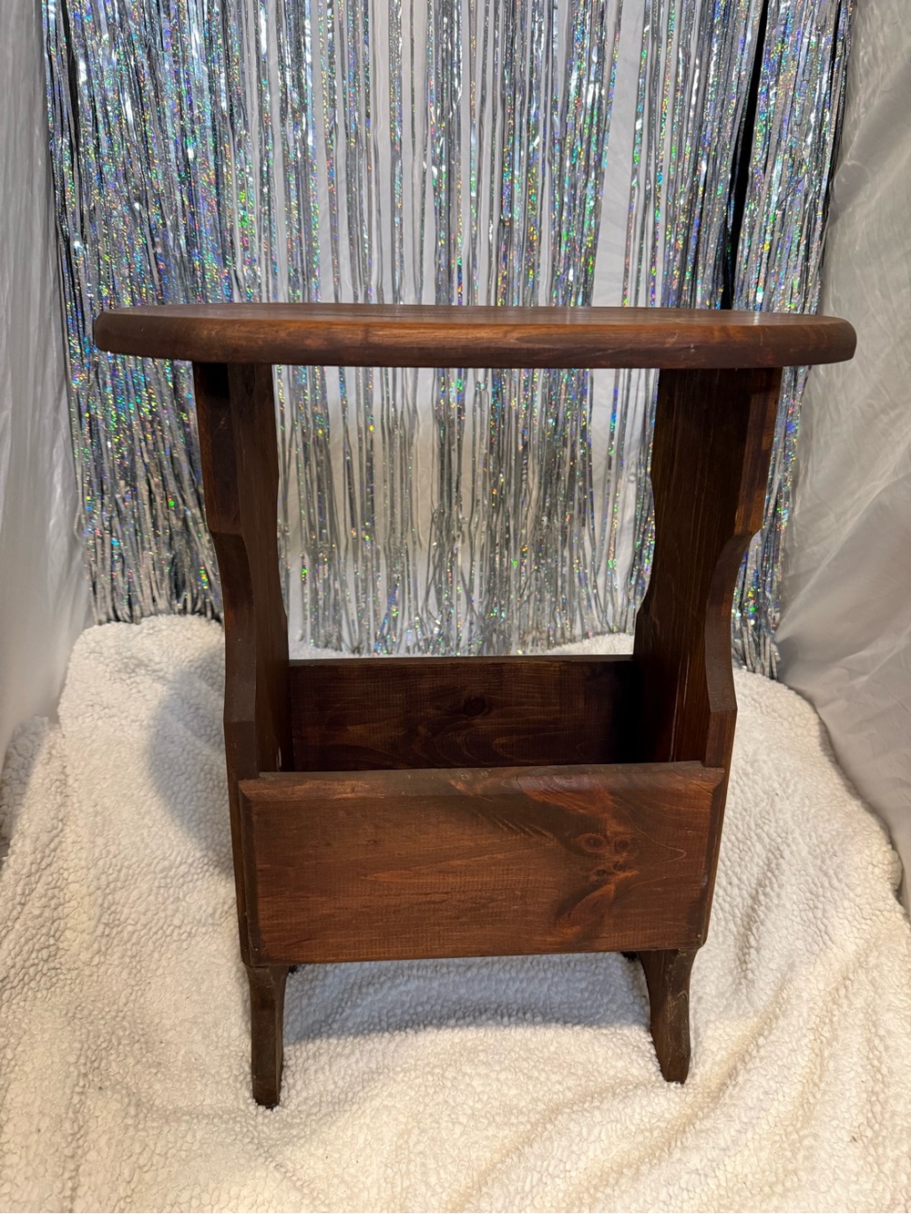 Rustic Wooden Side Table with Magazine Holder - Brown - Picture 7 of 12
